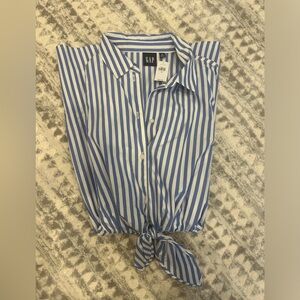 GAP tie-front mini shirt dress NWT M